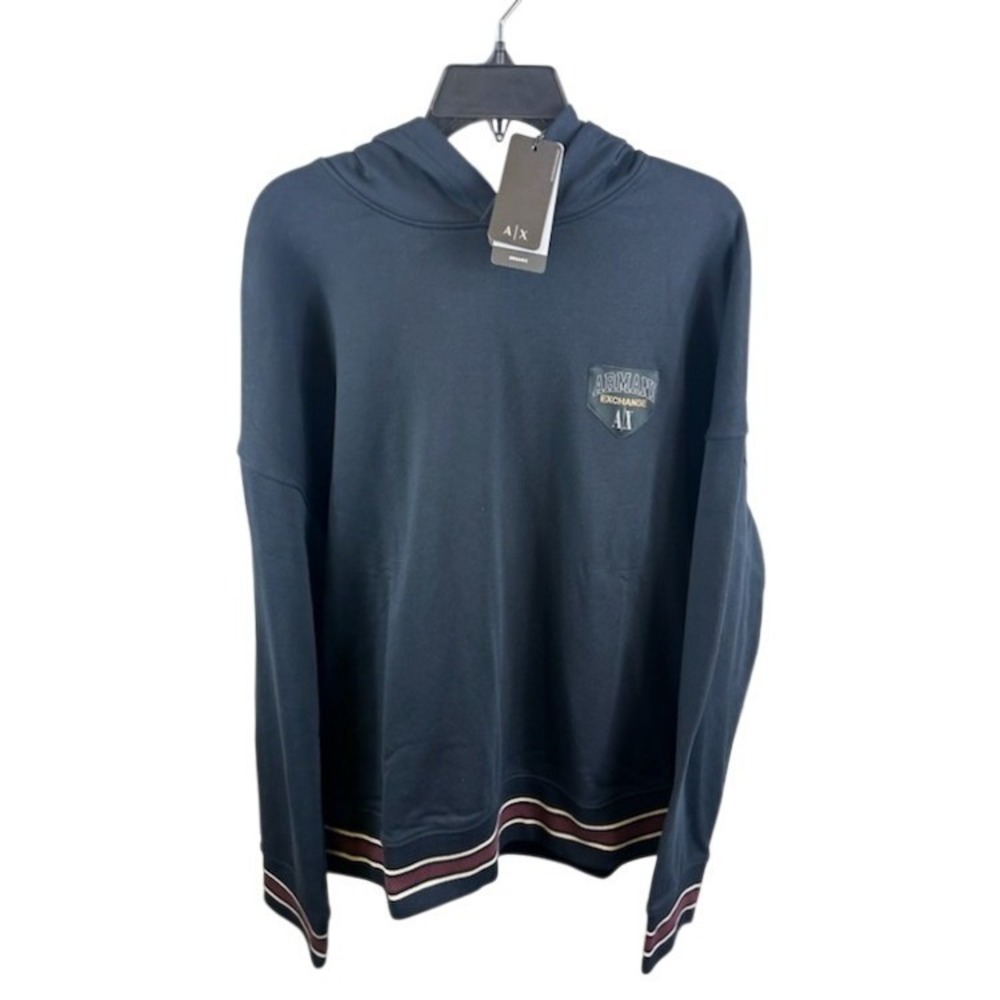 NEW‎ Armani Exchange Hoodie Men's Size XXL Striped Hem Pullover